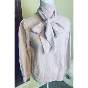 46 Stitch Alpaca & Wool soft pink sweater tie neck super soft S/M pastel blush
